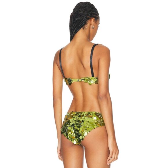 SIEDRES Lemy Bralette Top in Green Small New Womens Sequin Crop Top - Picture 3 of 14